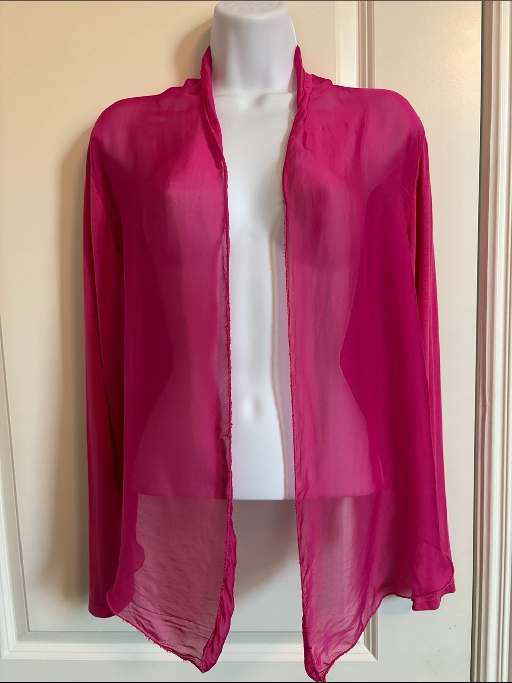 Gigi Moda Sheer Silk Fuchsia Cover-Up Jacket M (#40J) made in Italy